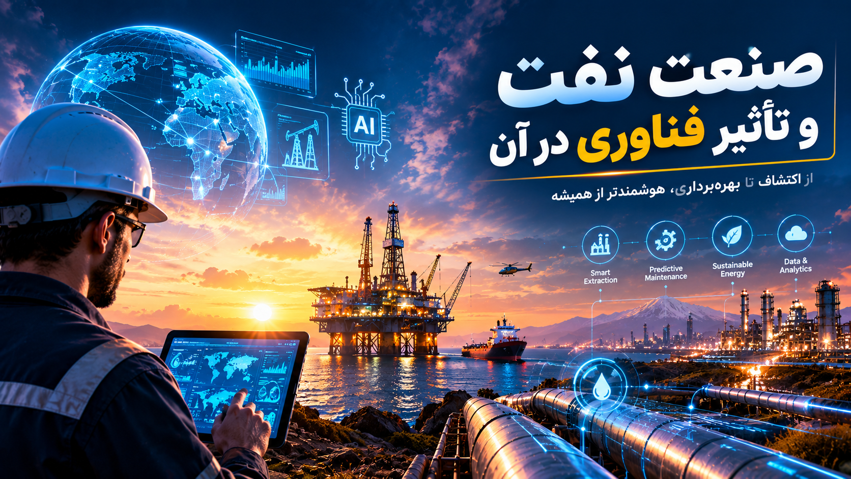 (routinet-روتینت) انقلاب دیجیتال در صنعت نفت: تأثیر هوش مصنوعی، IoT و بلاکچین بر آینده انرژی